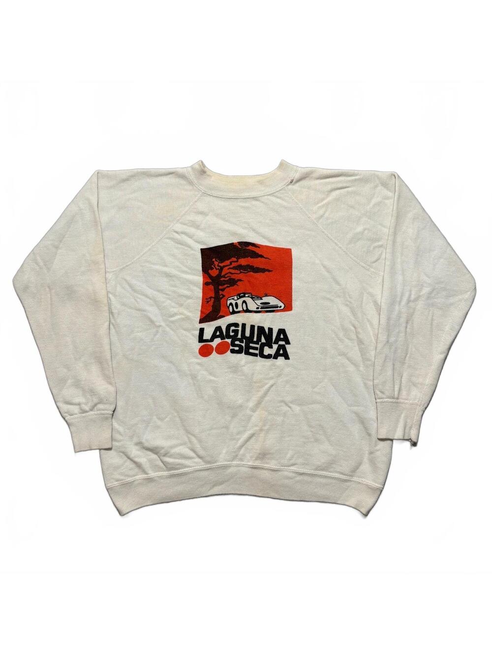 VTG 60's Champion Laguna Seca Raceway Graphic Pullover Sweatshirt Men's L White